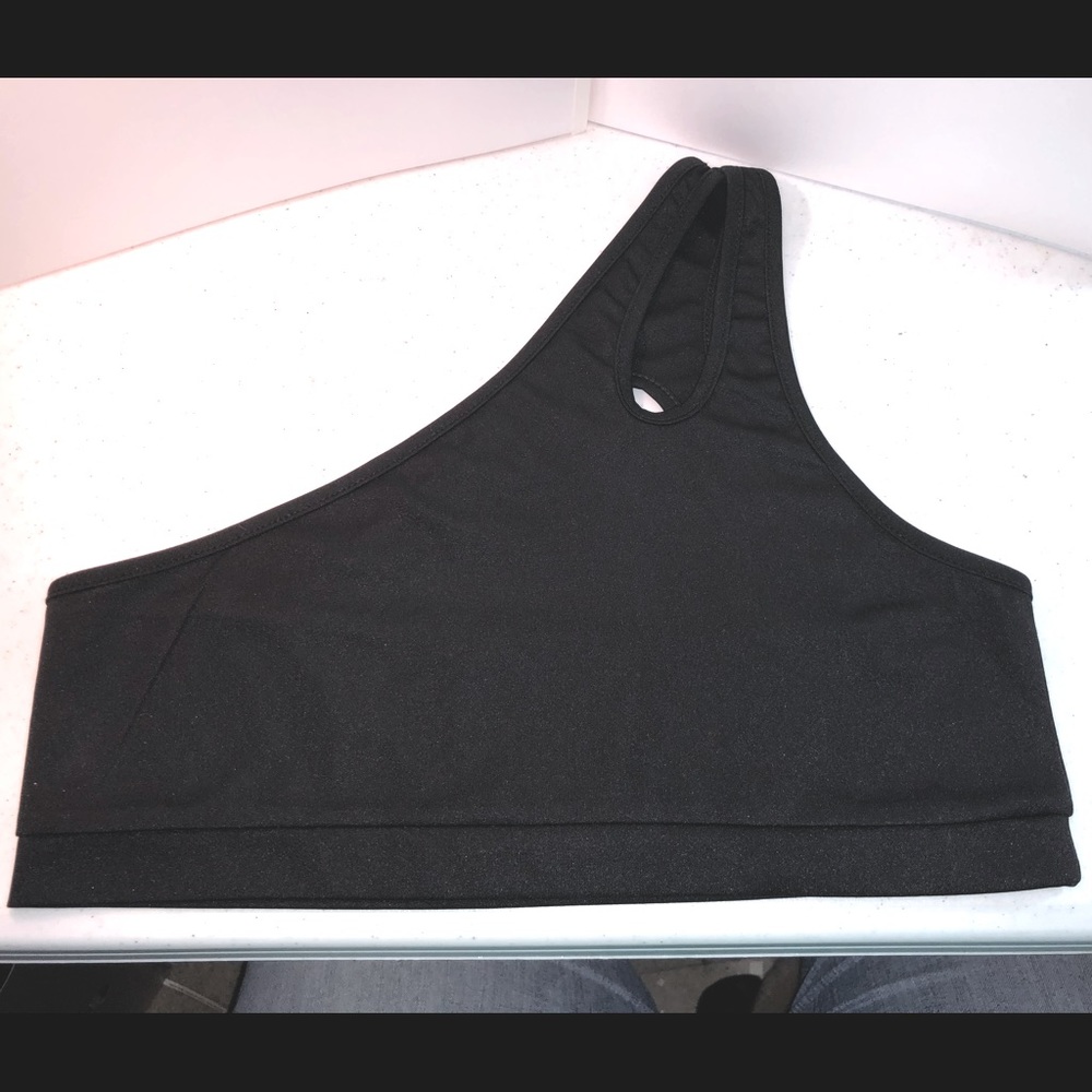 One Shoulder Strap Black Crop Top